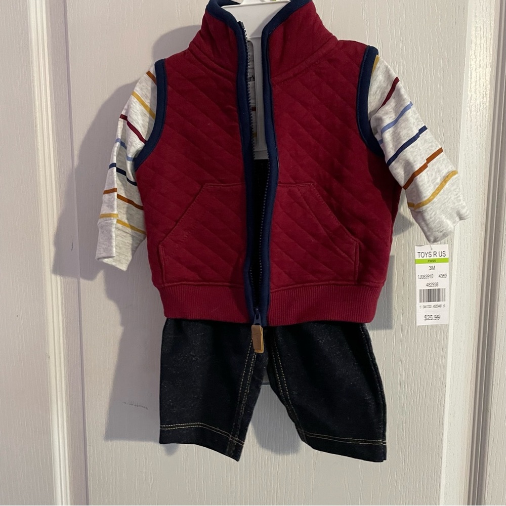 Carters Red and Blue Quilted Vest Set - Size 3 Months.